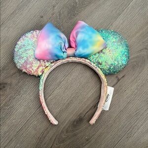 Disney Sequin Minnie Mouse Ears with Multicolor Bow